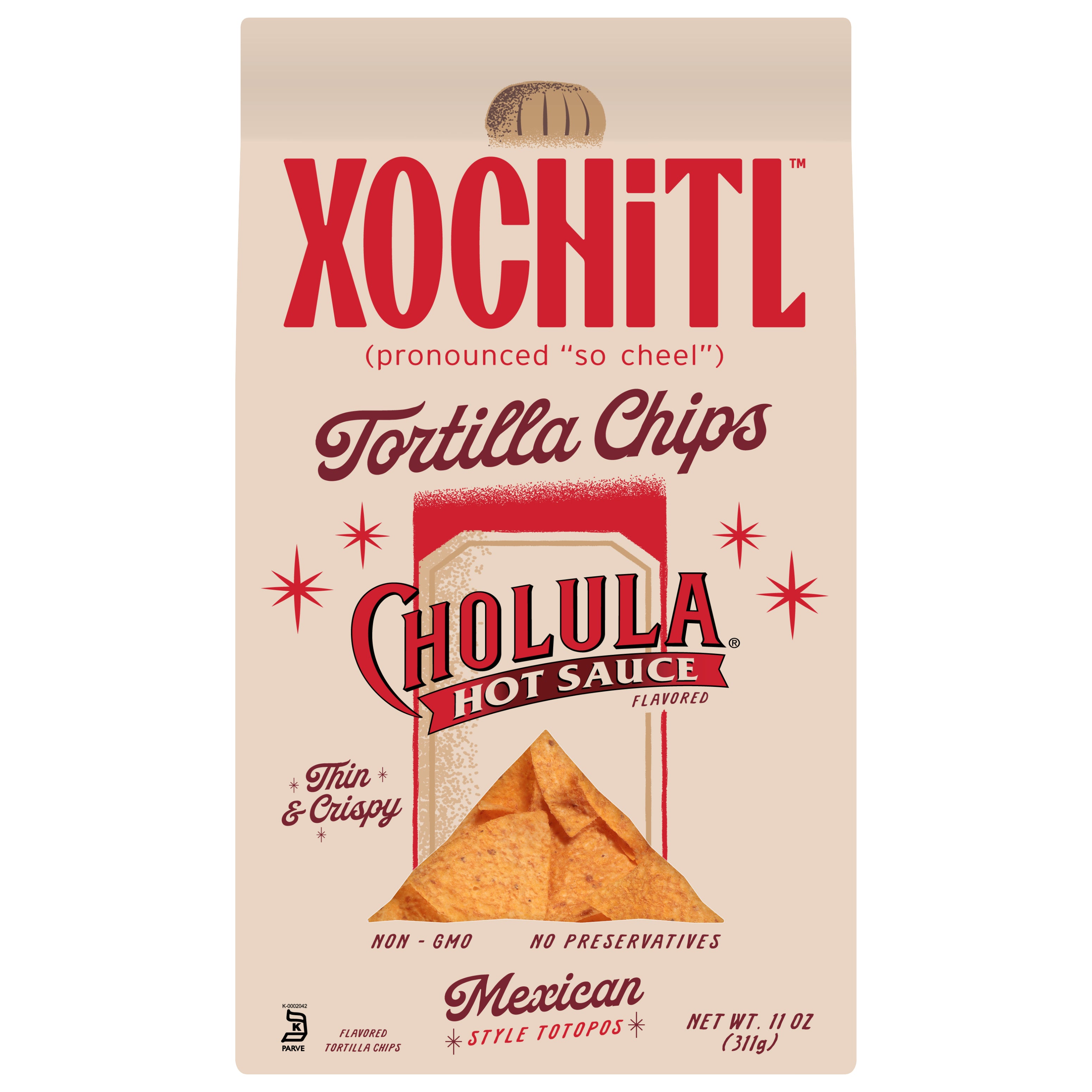 Xochitl Cholula Mexican Thin & Crispy Hot Sauce Tortilla Chips 11 oz - Case of 10