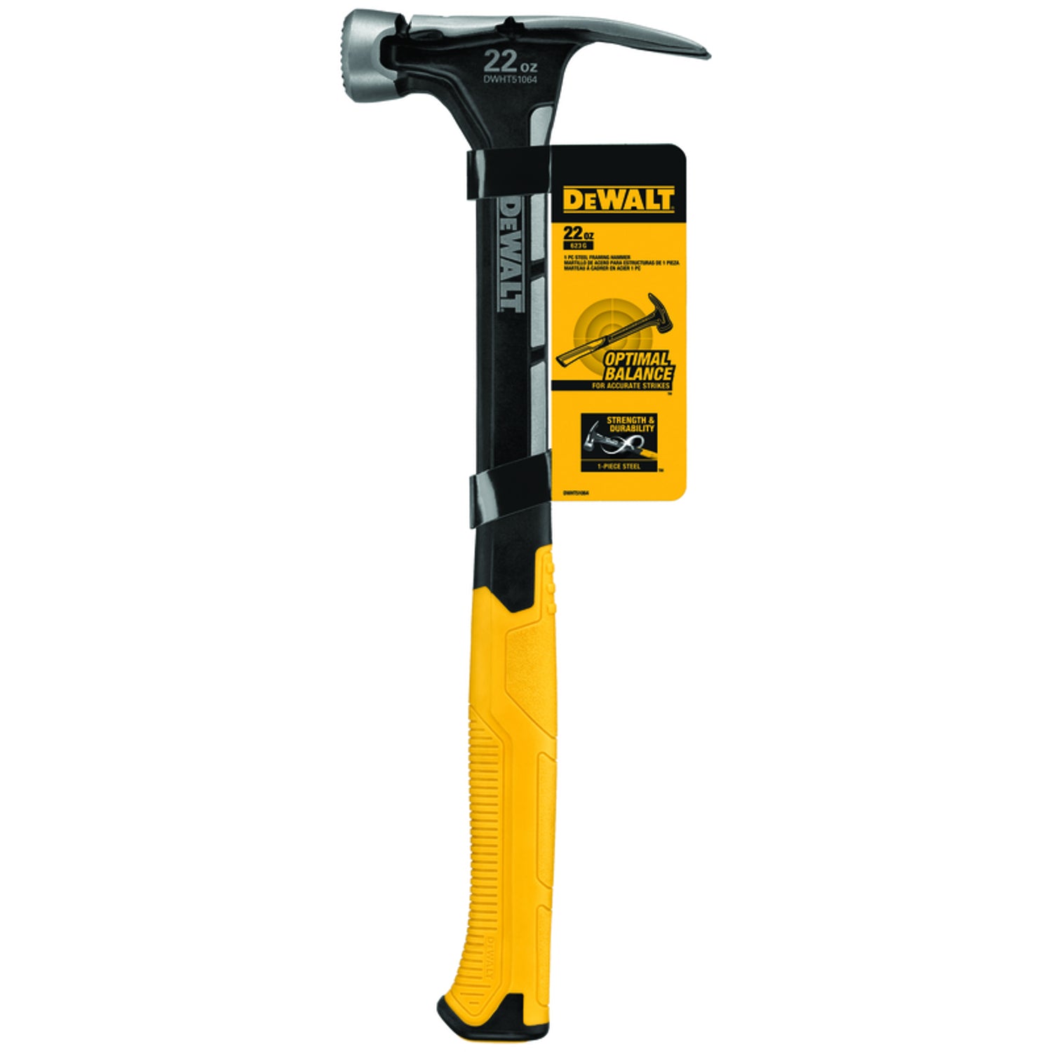 DeWalt 22 oz Checkered Face Claw Hammer 14 in. Steel Handle - Case of 2