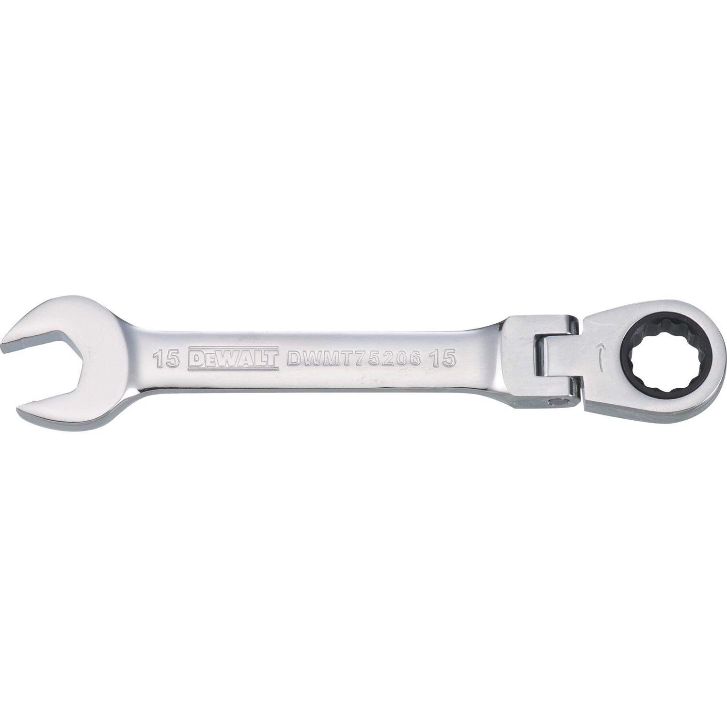 DeWalt 15 mm X 15 mm 12 Point Metric Flex Head Combination Wrench 6.65 in. L 1 pc