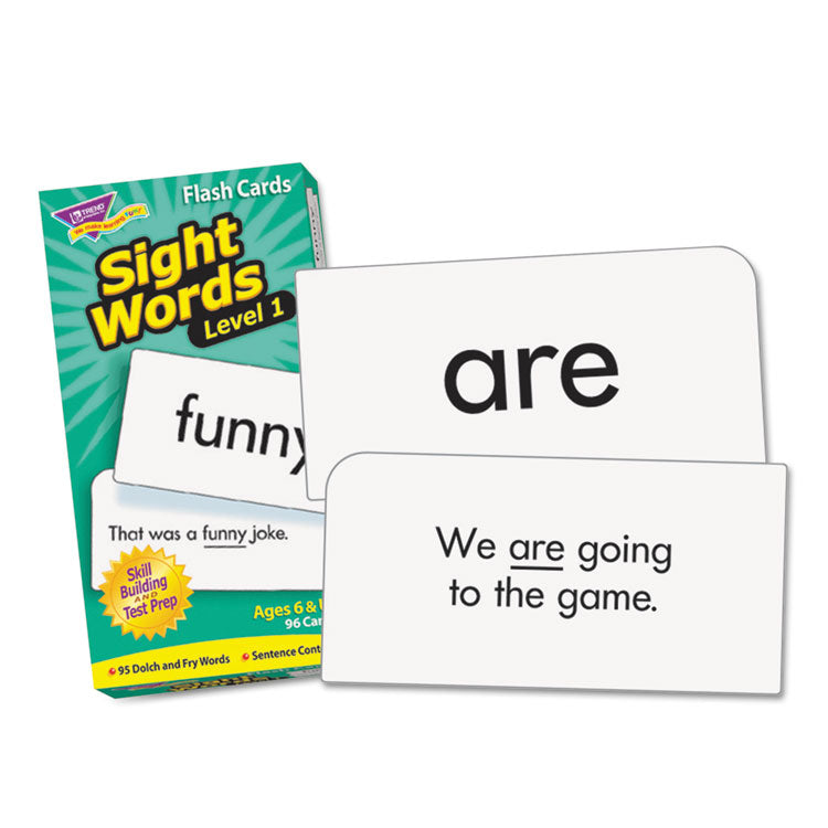 TREND - Skill Drill Flash Cards, Sight Words Set 1, 3 x 6, Black and White, 96/Set