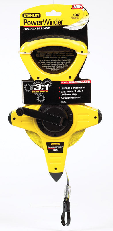 STANLEY - Stanley PowerWinder 100 ft. L X 0.5 in. W Fiberglass Long Tape Measure 1 pk