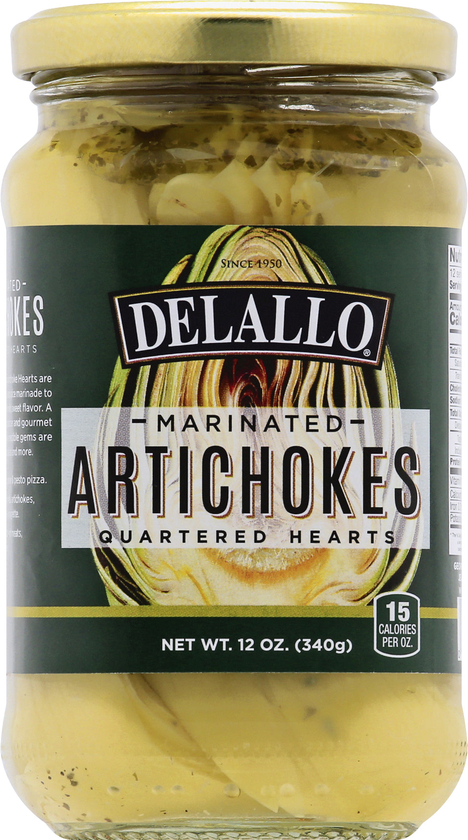Delallo Quartered Hearts Marinated Artichokes 12 oz - Case of 12