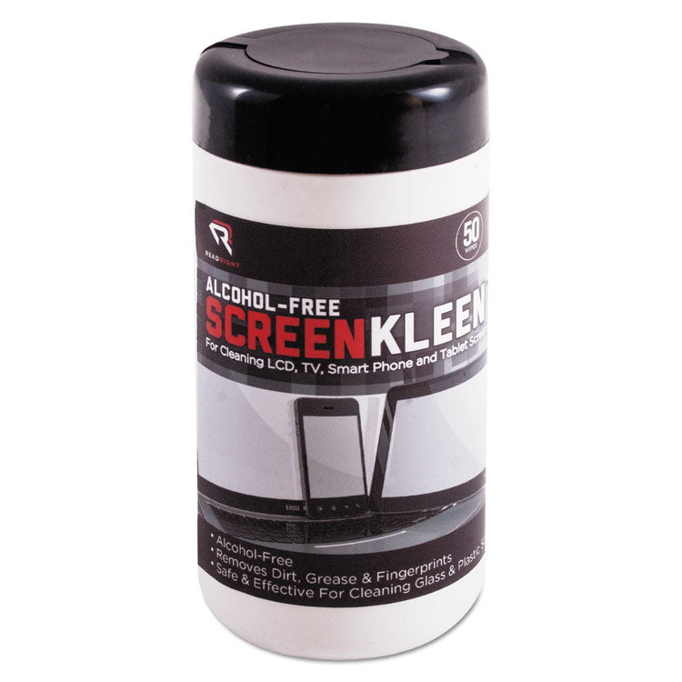 Read Right - ScreenKleen Monitor Screen Wet Wipes, Cloth, 5.25 x 5.75, Unscented, 50/Tub