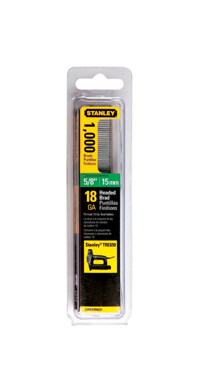 STANLEY - Stanley 18 Ga. X 5/8 in. L Steel Brad Nails 1000 pk