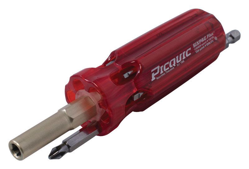PICQUIC - Picquic Sixpac Plus Multi-Bit Screwdriver 5.95 in. 7 pc - Case of 12