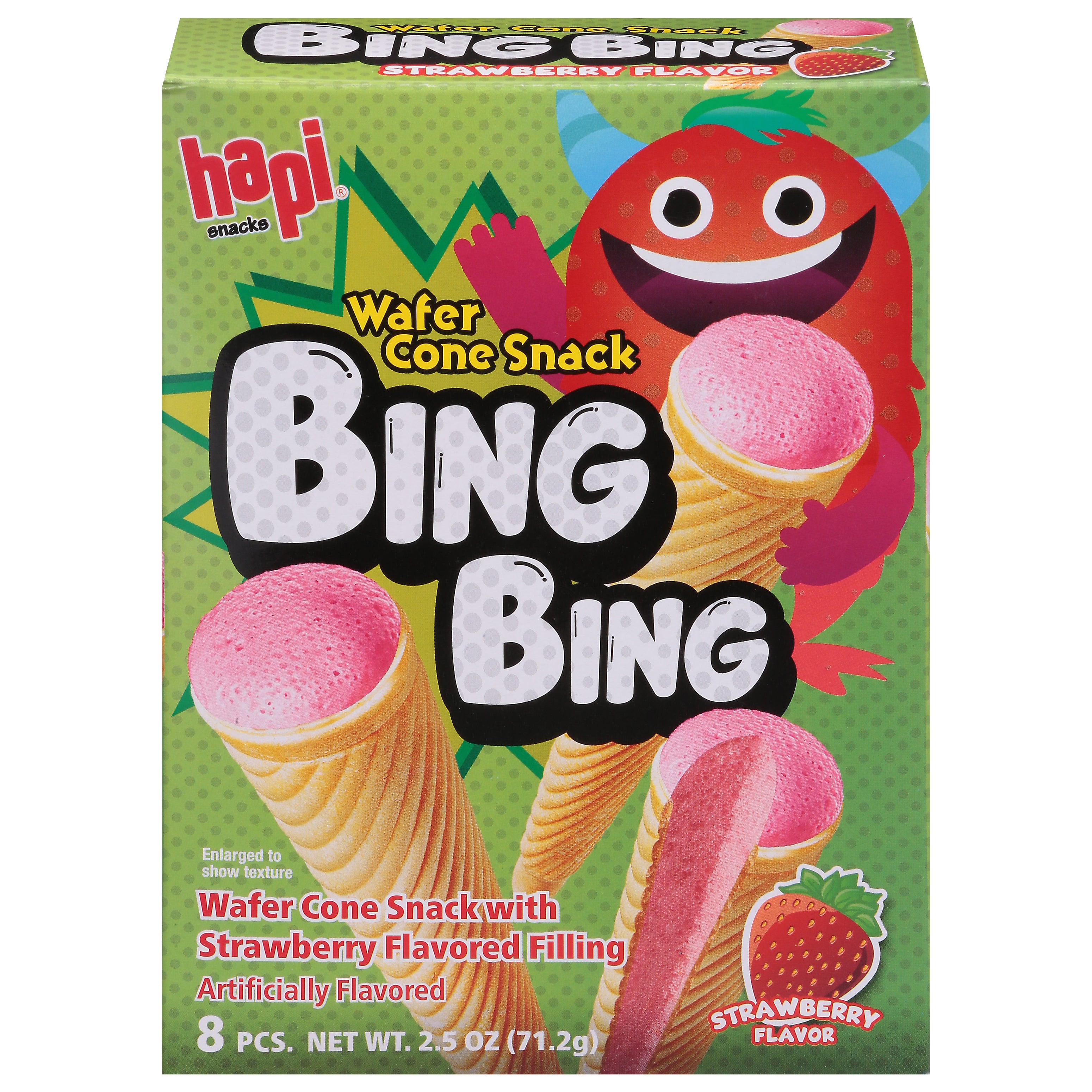 Hapi Snacks Strawberry Flavor Wafer Cone Snack 8 ea - Case of 3