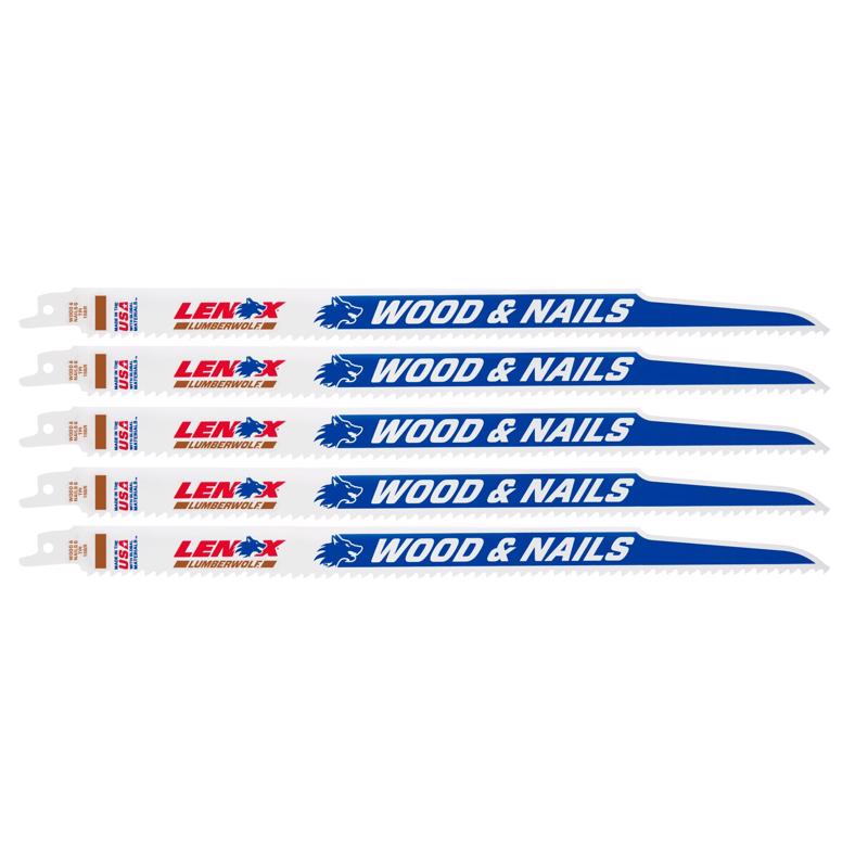 LENOX - LENOX LUMBERWOLF 12 in. Bi-Metal Reciprocating Saw Blade 6 TPI 5 pk