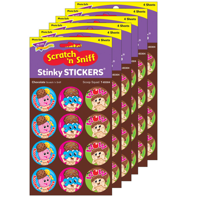 TREND - Scoop Squad/Chocolate Stinky Stickers®, 48 Per Pack, 6 Packs