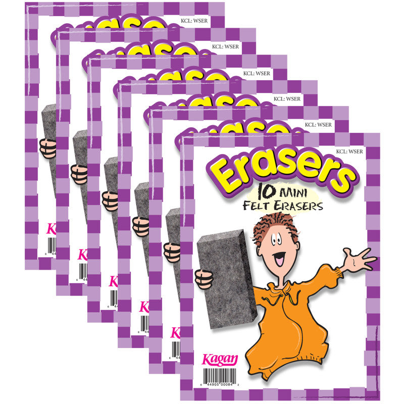 KAGAN - Erasers, Mini, 10 Per Pack, 6 Packs