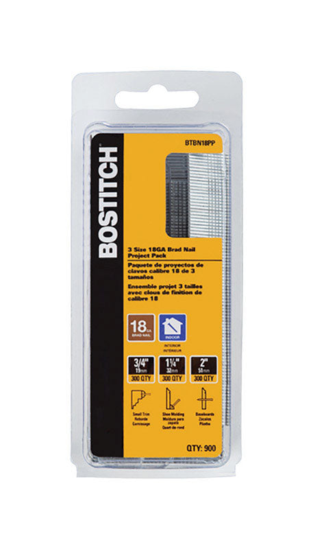 BOSTITCH - Bostitch 18 Ga. Straight Strip Brite Brad Nails 900 pk