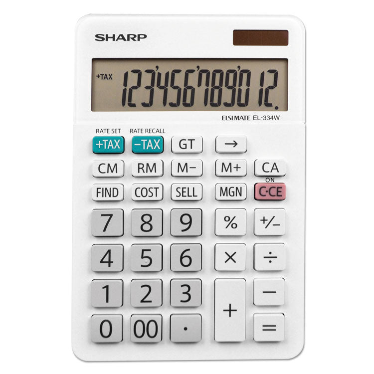 Sharp - EL-334W Large Desktop Calculator, 12-Digit LCD