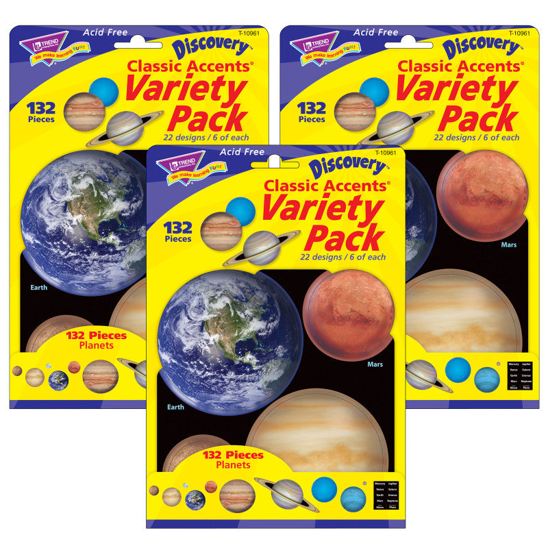 TREND - Planets Classic Accents® Variety Pack, 132 Pieces Per Pack, 3 Packs
