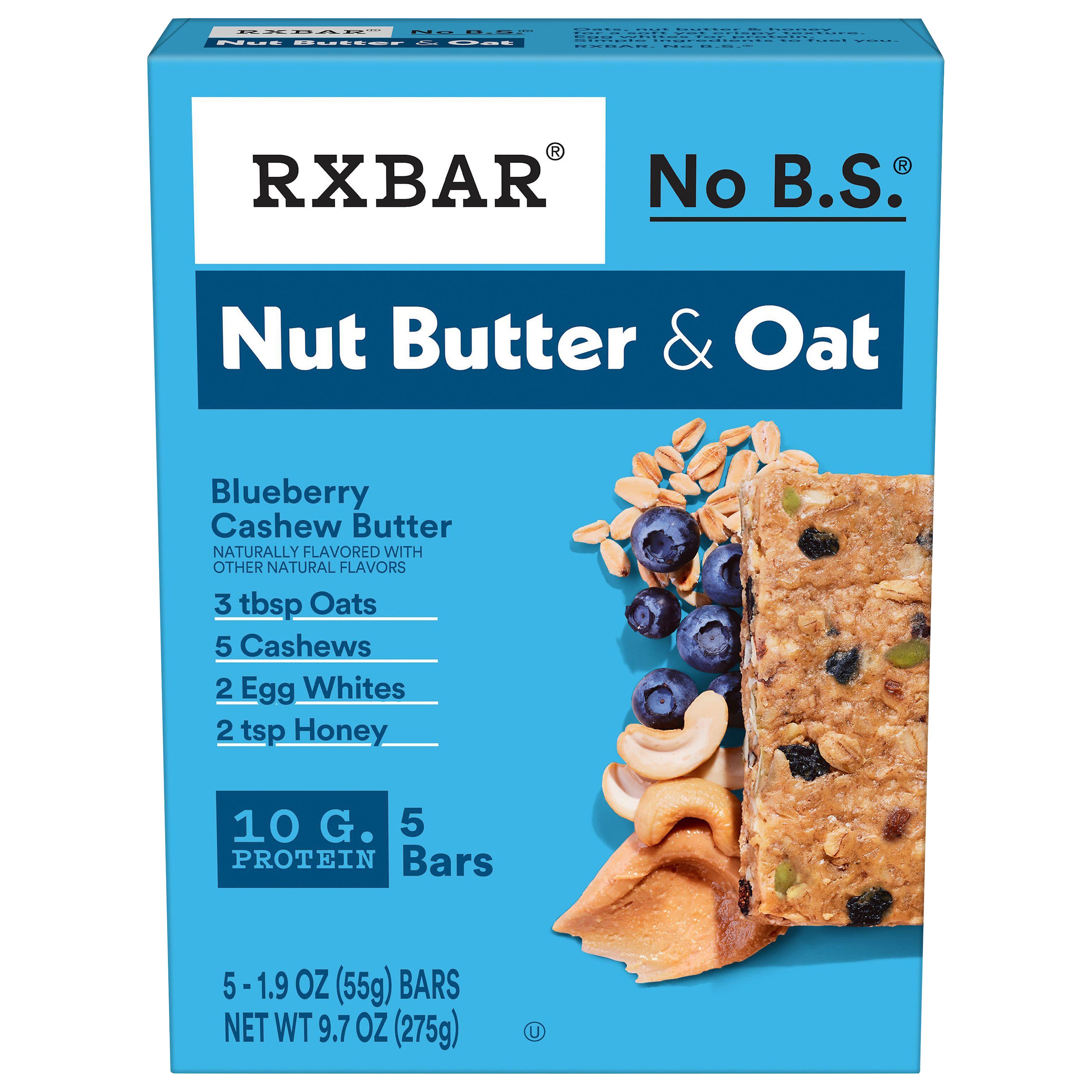 RXBAR Nut Butter and Oat Blueberry Cashew Butter Protein Bars - Case of 6