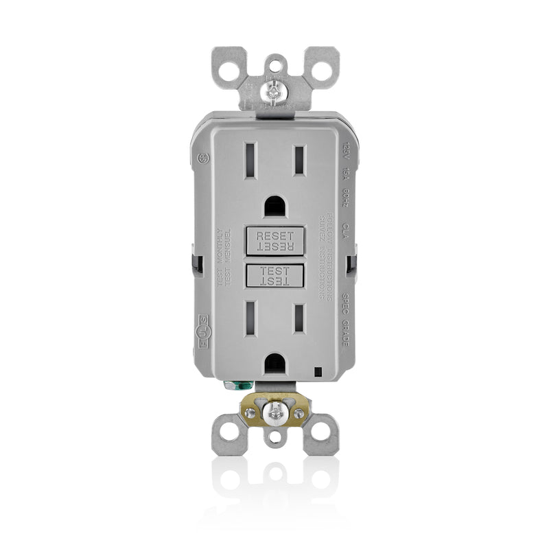 LEVITON - Leviton 15 amps 125 V Duplex Gray GFCI Outlet 5-15R 1 pk