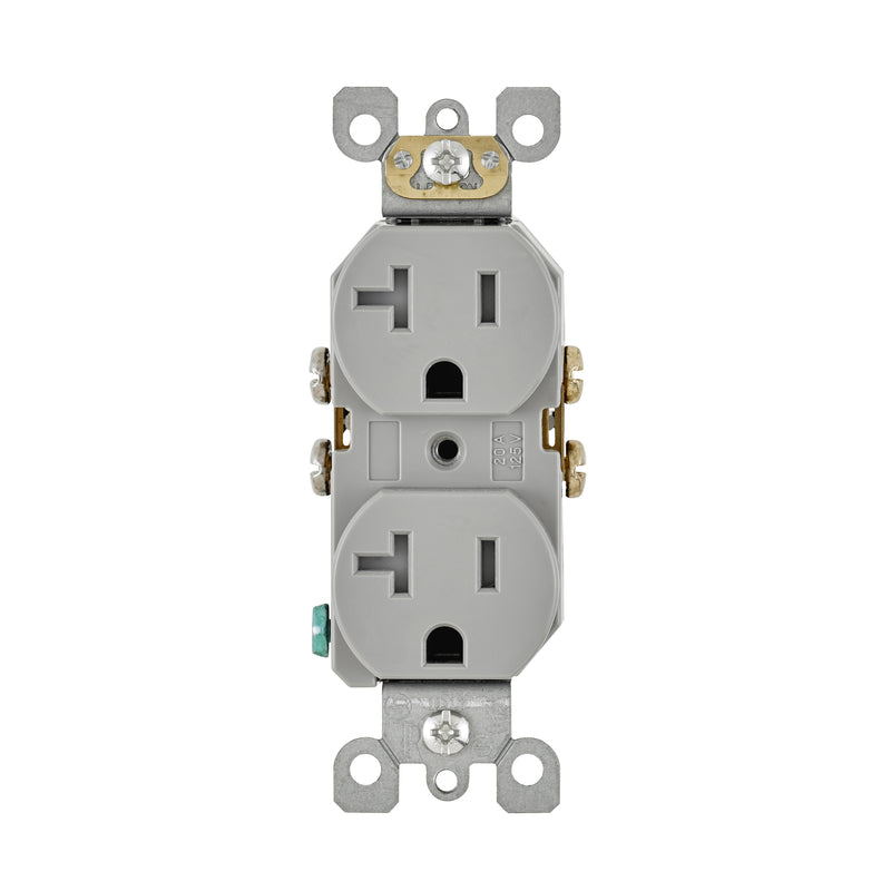 LEVITON - Leviton 20 amps 125 V Duplex Gray Outlet 5-20R 1 pk