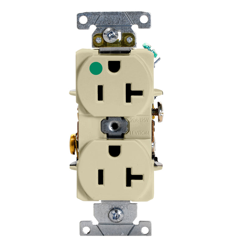 LEVITON - Leviton 20 amps 125 V Duplex Ivory Heavy Duty Hospital Grade Outlet 5-20R 1 pk