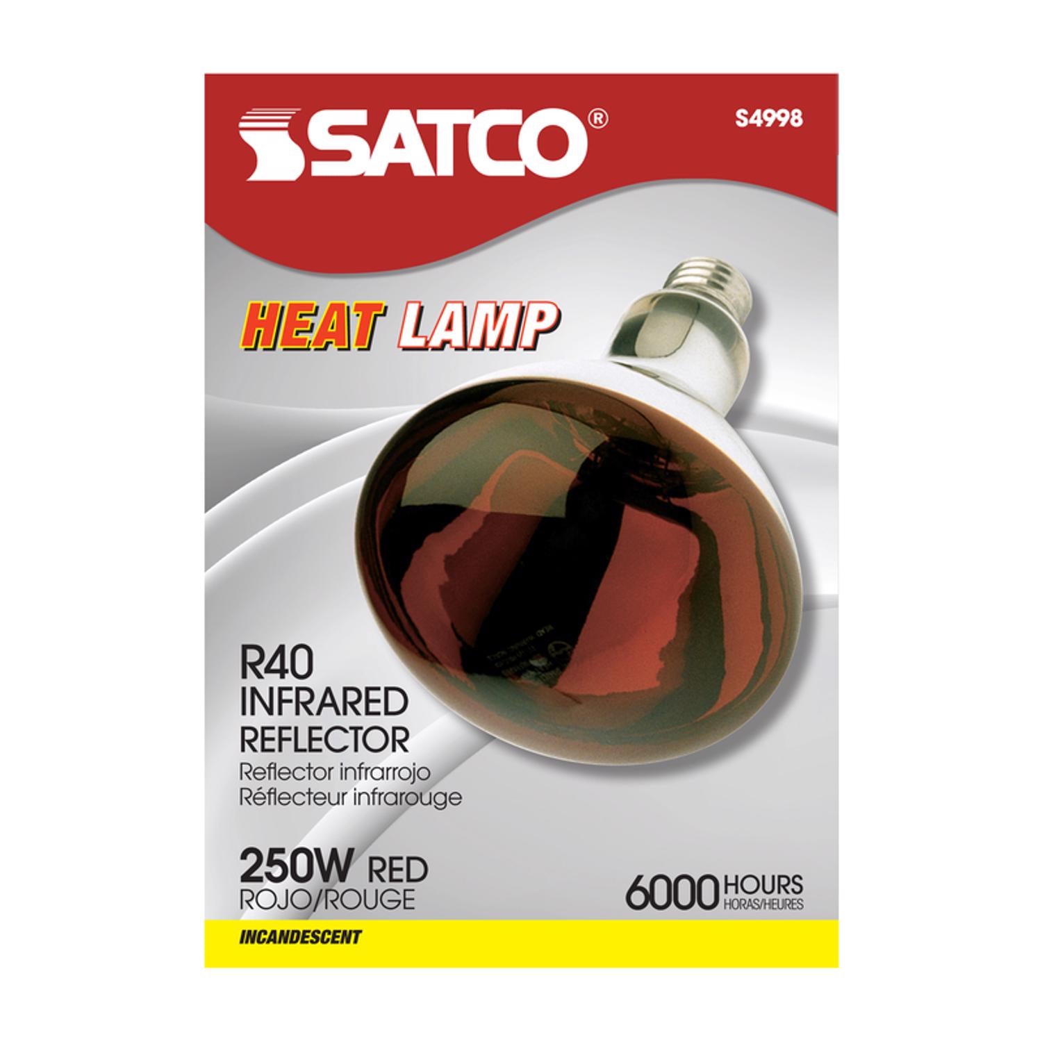 Satco 250 W R40 Heat Lamp Incandescent Bulb E26 (Medium) Red 1 pk - Case of 12