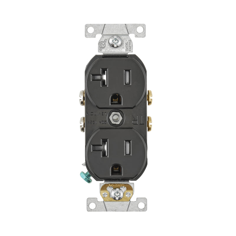 LEVITON - Leviton 20 amps 125 V Duplex Black Outlet 5-20R 1 pk