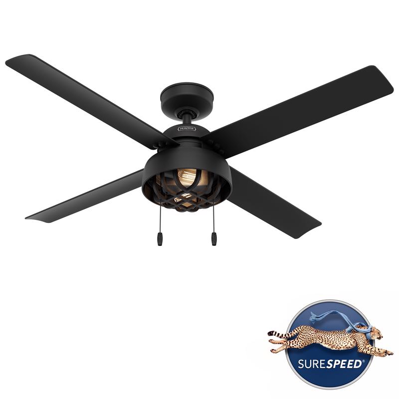 HUNTER - Hunter Spring Mill 52 in. Matte Black LED Indoor and Outdoor Ceiling Fan