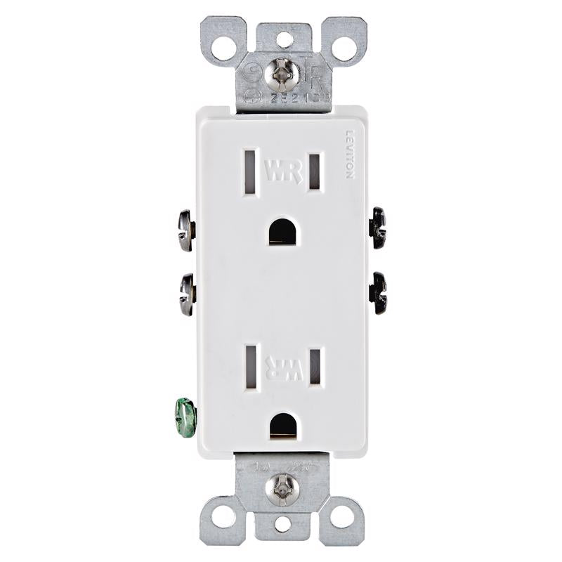 LEVITON - Leviton 15 amps 125 V Duplex White Weather Resistant Outlet 5-15 R 1 pk
