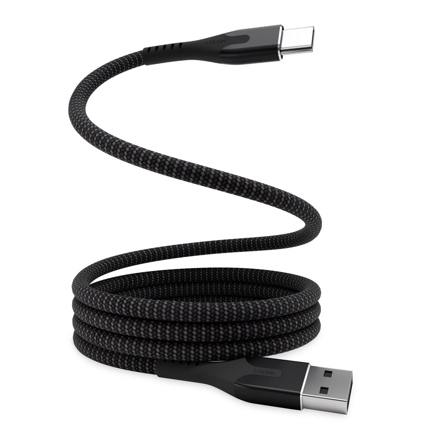 Statik Magstack USB-A to USB-C Cable 3.3 ft. Black - Case of 6