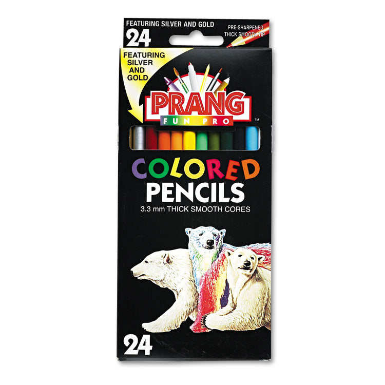 Prang - Colored Pencil Sets, 3.3 mm, 2B (#1), Assorted Lead/Barrel Colors, 24/Pack