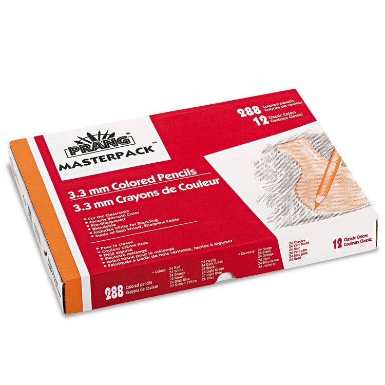 Prang - Colored Pencil Set Master Pack, 3.3 mm, 2B (#1), Assorted Lead/Barrel Colors, 288/Box