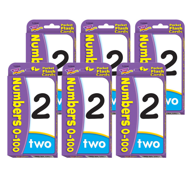 TREND - Numbers 0-100 Pocket Flash Cards, 6 Packs
