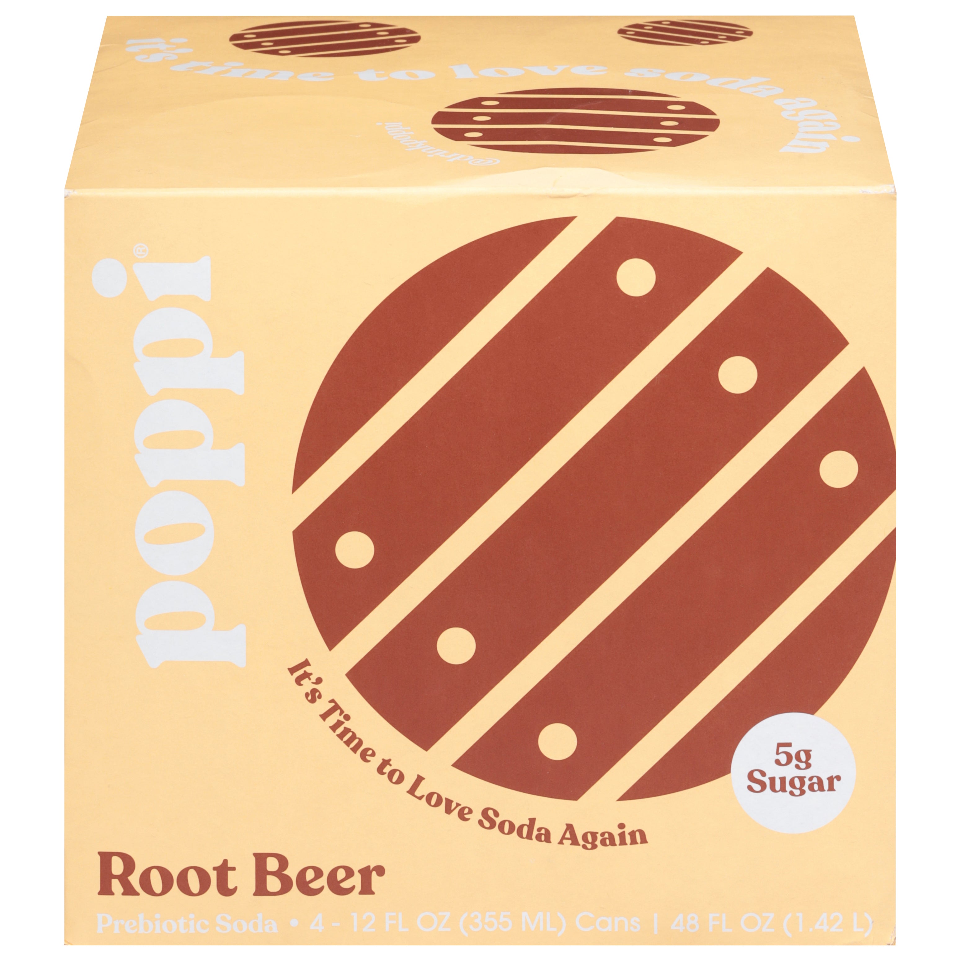 Poppi Root Beer Prebiotic Soda 4 - 12 fl oz Cans - Case of 6