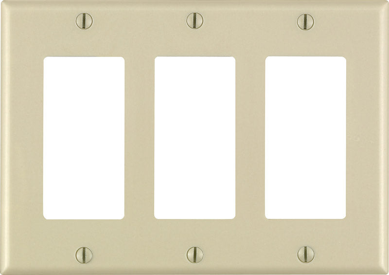 DECORA - Leviton Decora Ivory 3 gang Thermoset Plastic Decorator Wall Plate 1 pk