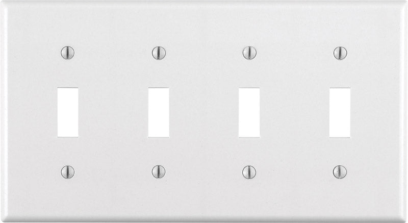 LEVITON - Leviton White 4 gang Thermoset Plastic Toggle Wall Plate 1 pk