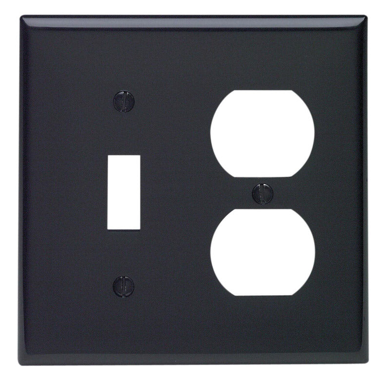 LEVITON MFG CO - Leviton Black 2 gang Nylon Duplex/Toggle Wall Plate 1 pk