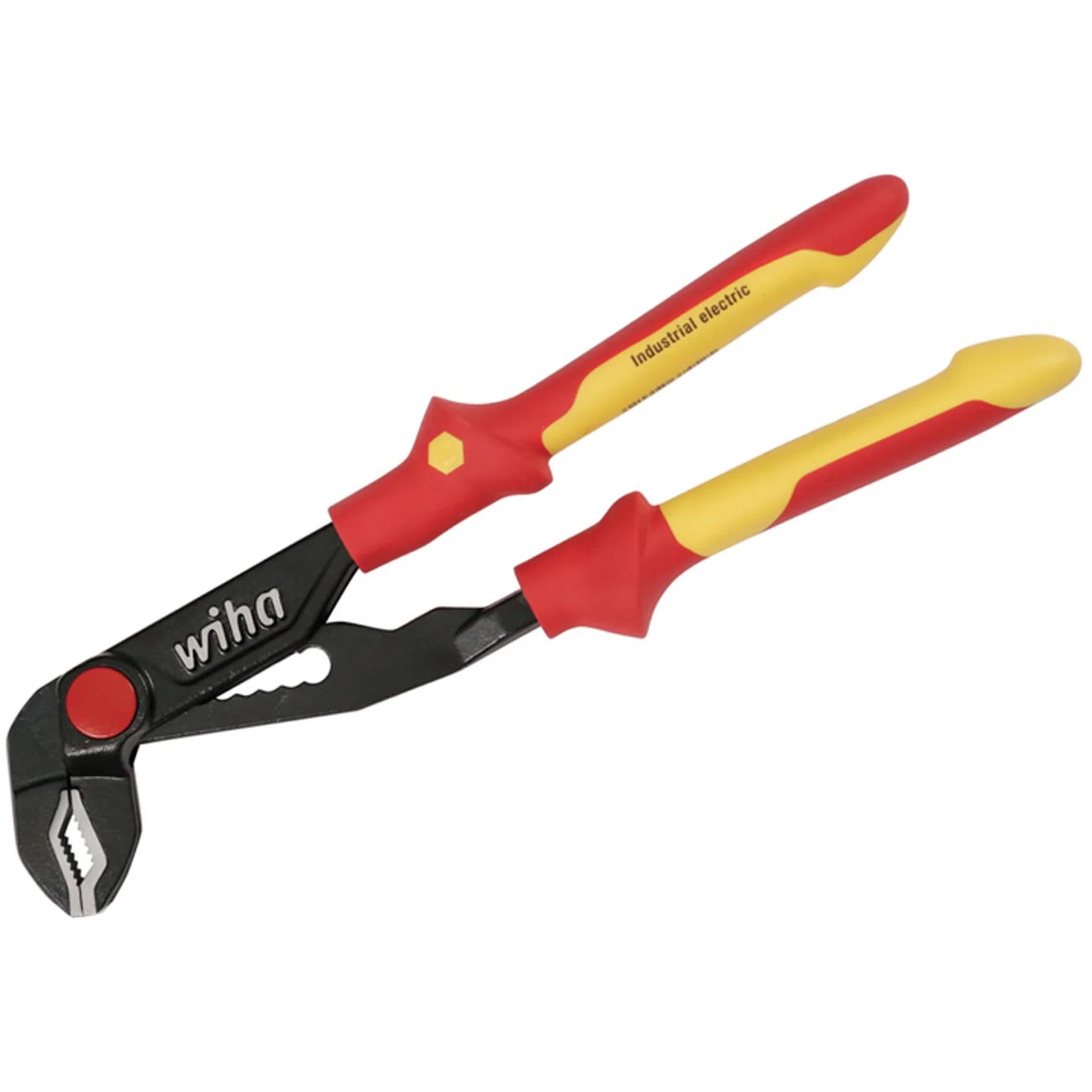 Wiha Insulated Push Button Grip V-Jaw Tongue and Groove Pliers - 10"
