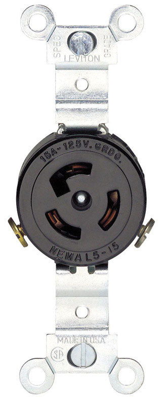 LEVITON - Leviton 15 amps 125 V Black Locking Receptacle L5-15R 1 pk