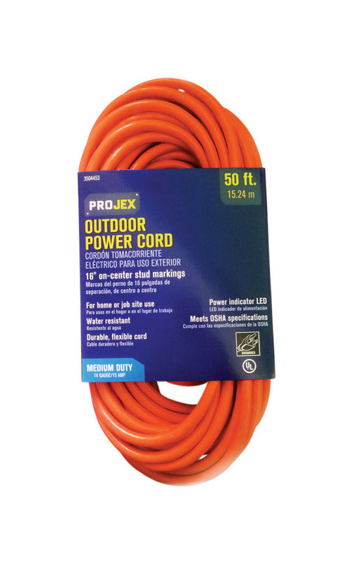 PROJEX - Projex Outdoor 50 ft. L Orange Extension Cord 14/3 SJTW