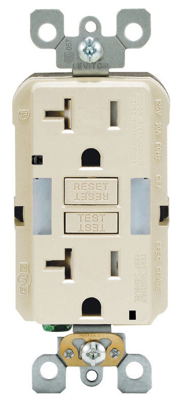 LEVITON - Leviton 20 amps 125 V Duplex Light Almond GFCI Outlet 5-20R 1 pk