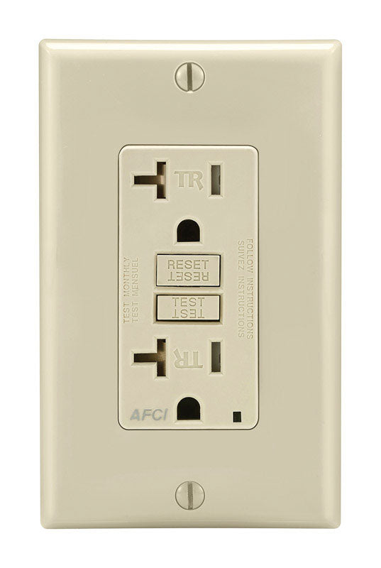 LEVITON - Leviton 20 amps 125 V Duplex Light Almond AFCI Outlet 5-20R 1 pk