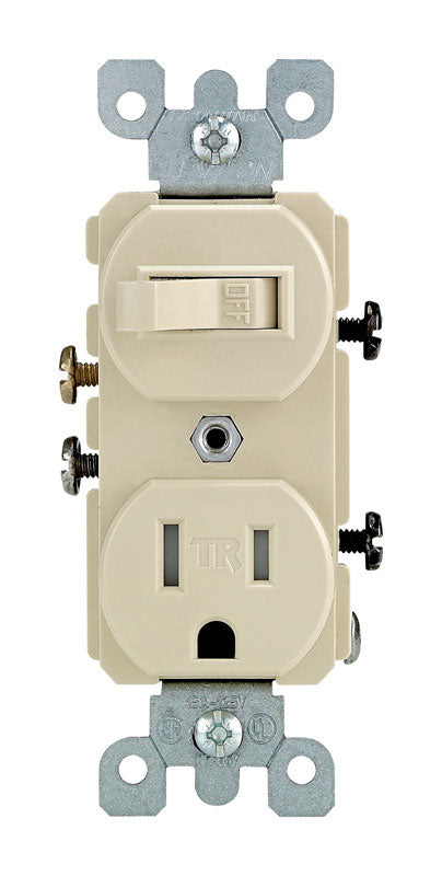 LEVITON - Leviton 15 amps 125 V Ivory Combination Switch/Outlet 5-15R 1 pk