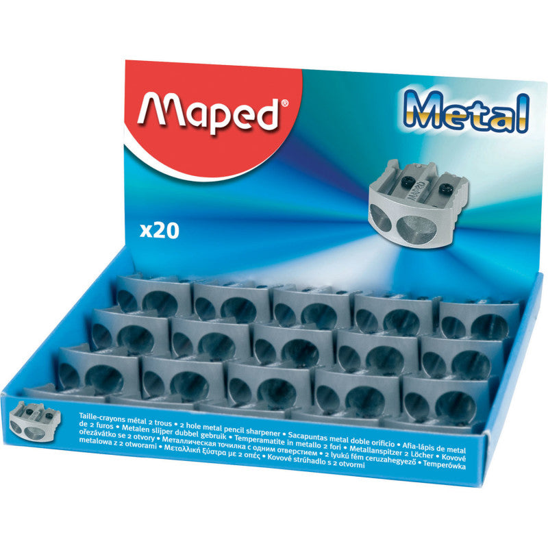 MAPED - Classic 2 Hole Metal Pencil Sharpener, Display of 20