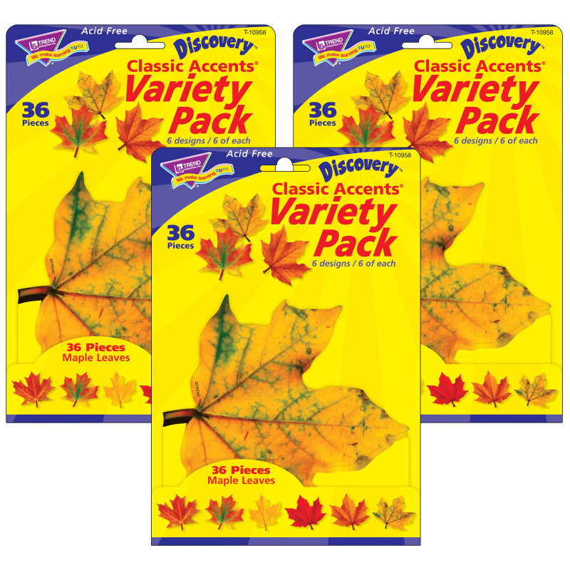 TREND - Maple Leaves Classic Accents® Variety Pack, 36 Per Pack, 3 Packs