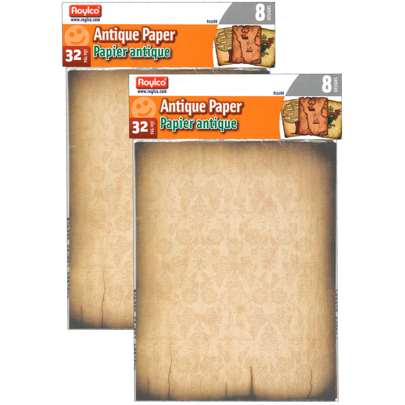 ROYLCO - Antique Paper, 8-1/2" x 11", 32 Sheets Per Pack, 2 Packs
