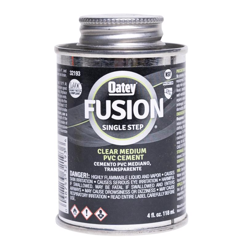 OATEY - Oatey Fusion Single Step Clear Cement For Medium PVC 4 oz