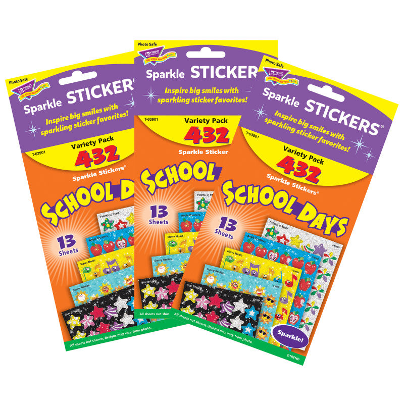 TREND - School Days Sparkle Stickers® Variety Pack, 432 Per Pack, 3 Packs