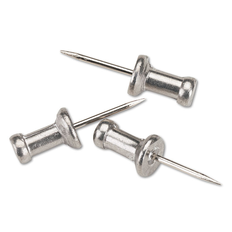 GEM - Aluminum Head Push Pins, Aluminum, Silver, 0.5", 100/Box