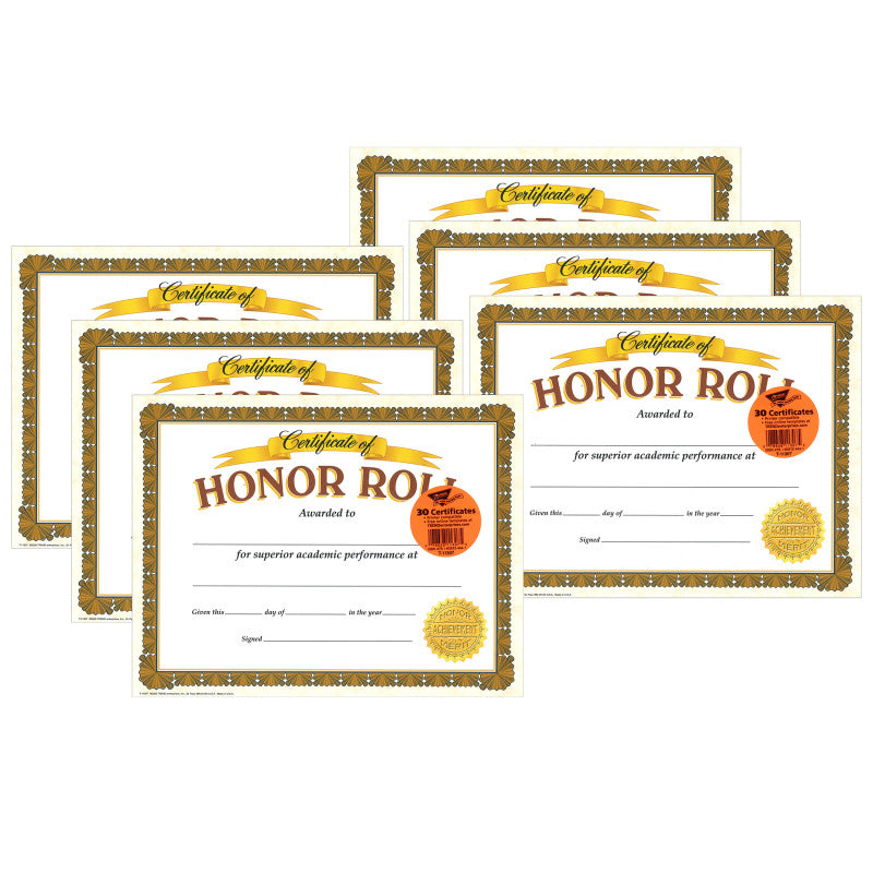TREND - Honor Roll Classic Certificates, 30 Per Pack, 6 Packs