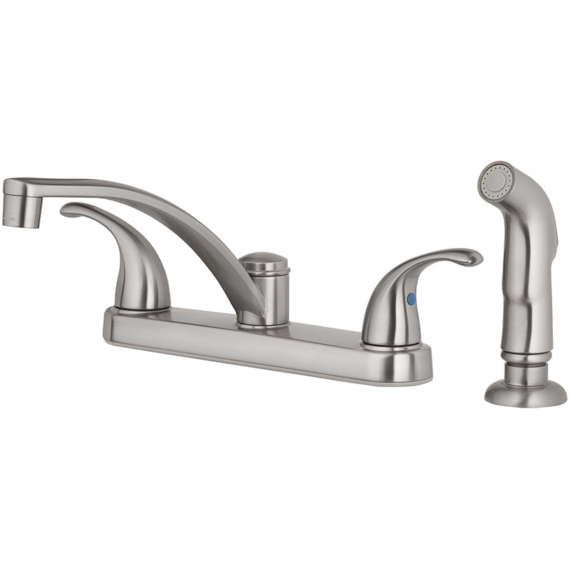 OAKBROOK - OakBrook Two Handle Brushed Nickel Kitchen Faucet Side Sprayer Included
