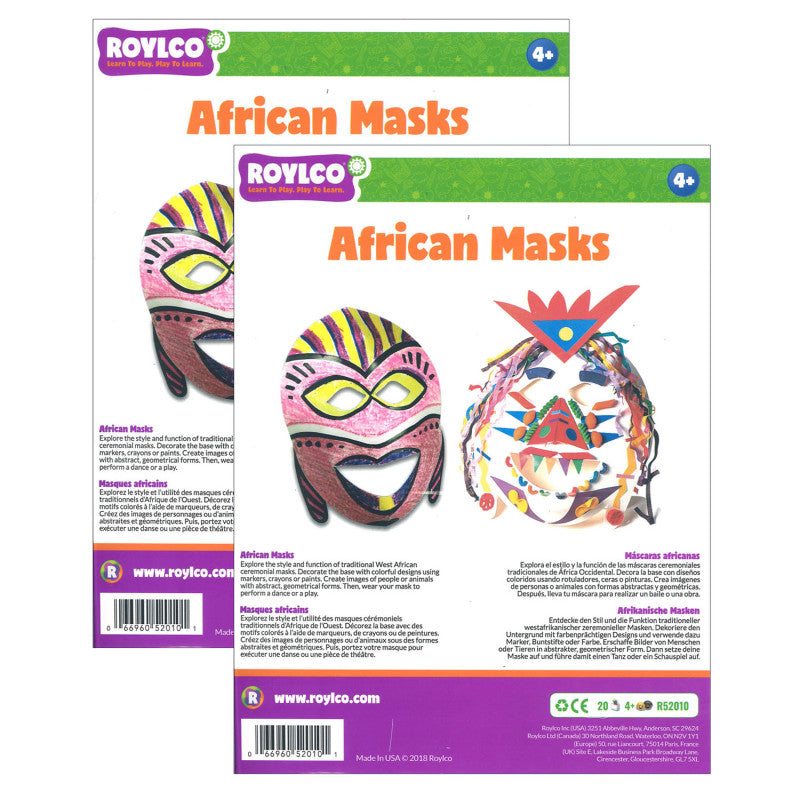 ROYLCO - African Masks, 20 Per Pack, 2 Packs