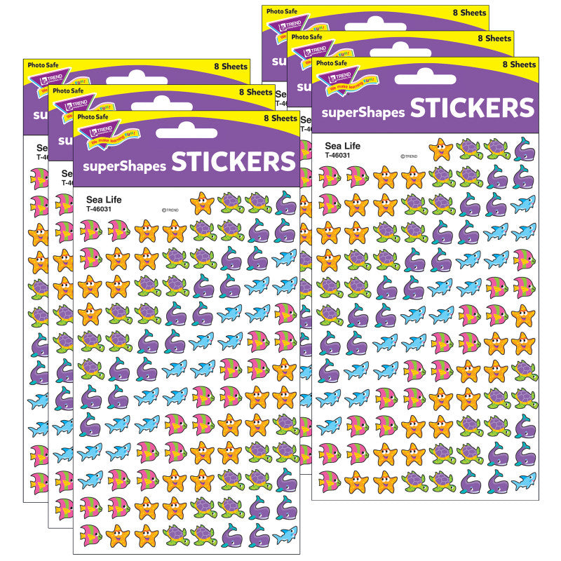 TREND - Sea Life superShapes Stickers, 800 Per Pack, 6 Packs