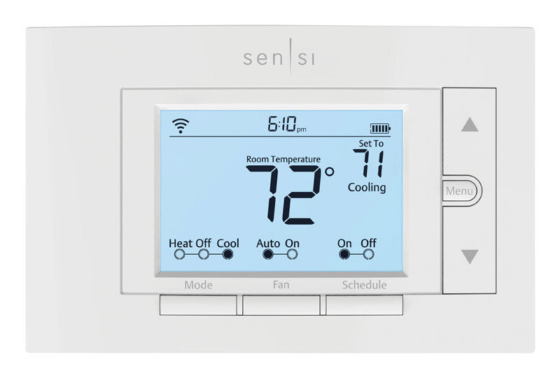 EMERSON - Emerson Sensi Built In WiFi Heating and Cooling Push Buttons Smart Thermostat