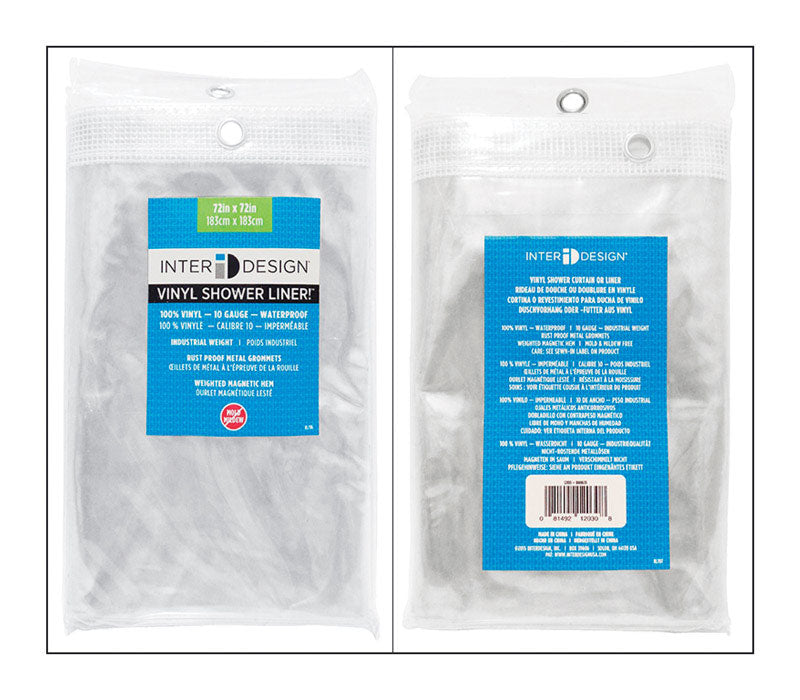 IDESIGN - iDesign 72 in. H X 72 in. W Clear Shower Curtain Liner Vinyl